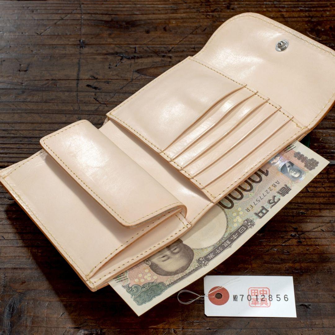 生成り ヌメ革 本革 牛革 三つ折り ナチュラル 財布 メンズ 折り財布