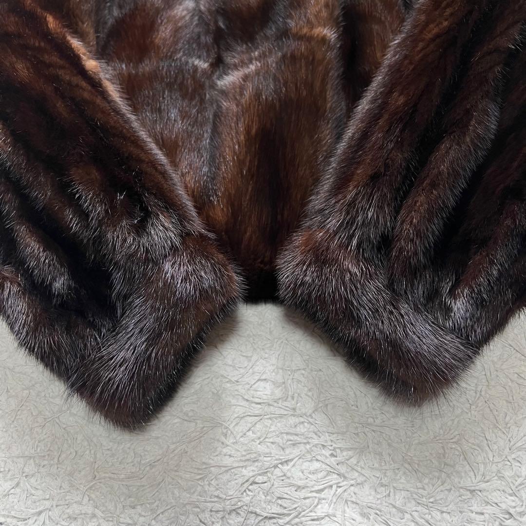 着丈110cm ダークミンク ロング丈 リアルファーコート 本毛皮 13号