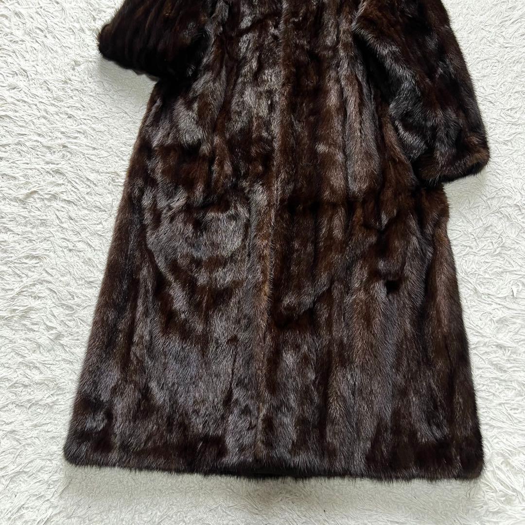 着丈110cm ダークミンク ロング丈 リアルファーコート 本毛皮 13号