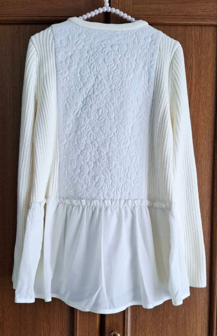 【新品タグ付】スーパービューティ キルティング ニット ジャケット 白 42 L