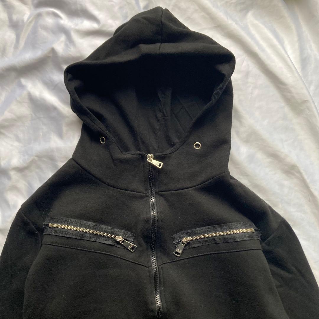 Dolce&Gabbanaロゴ プレート ジップ パーカー ブラック