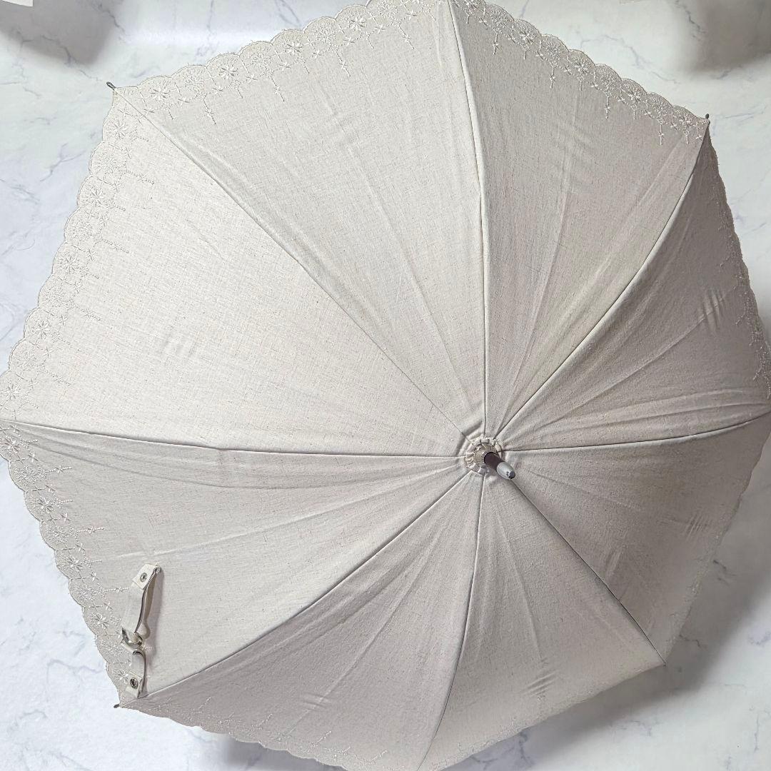 極美品⭐️ポロ ラルフローレン レース 日傘 ポロ刺繍 白 木製ハンドル