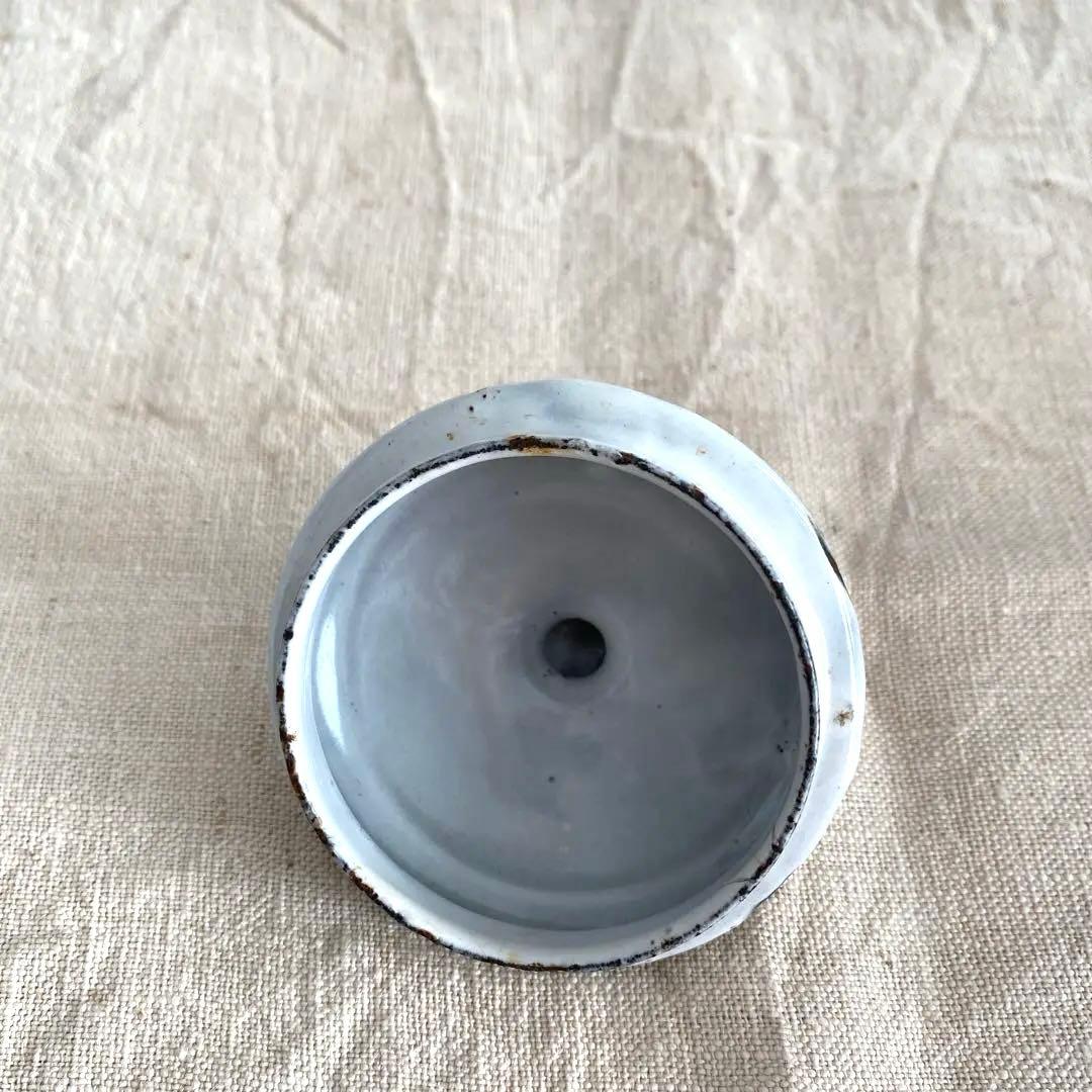 フランスアンティーク ホーロー キャニスター 【白】 ホワイトローズバンド