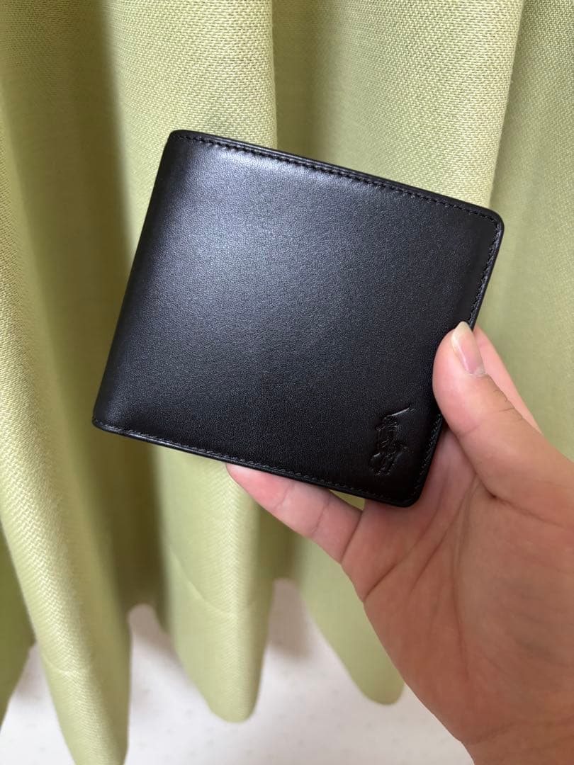 POLO ブラックレザー 二つ折り財布