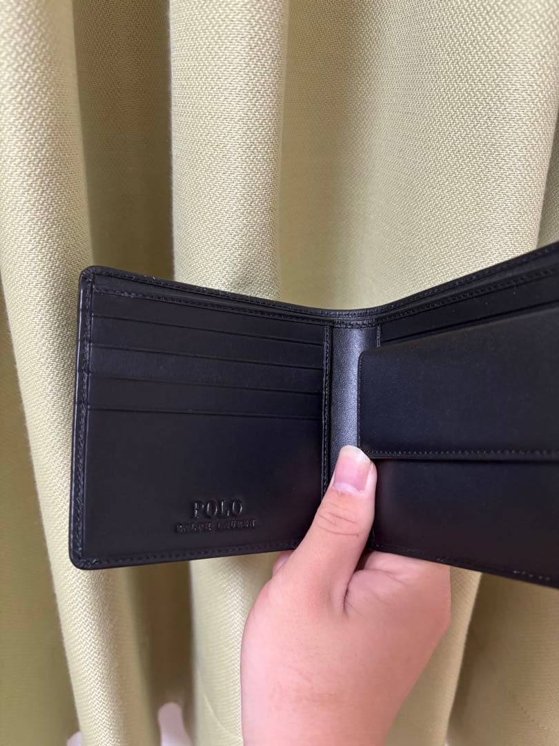 POLO ブラックレザー 二つ折り財布