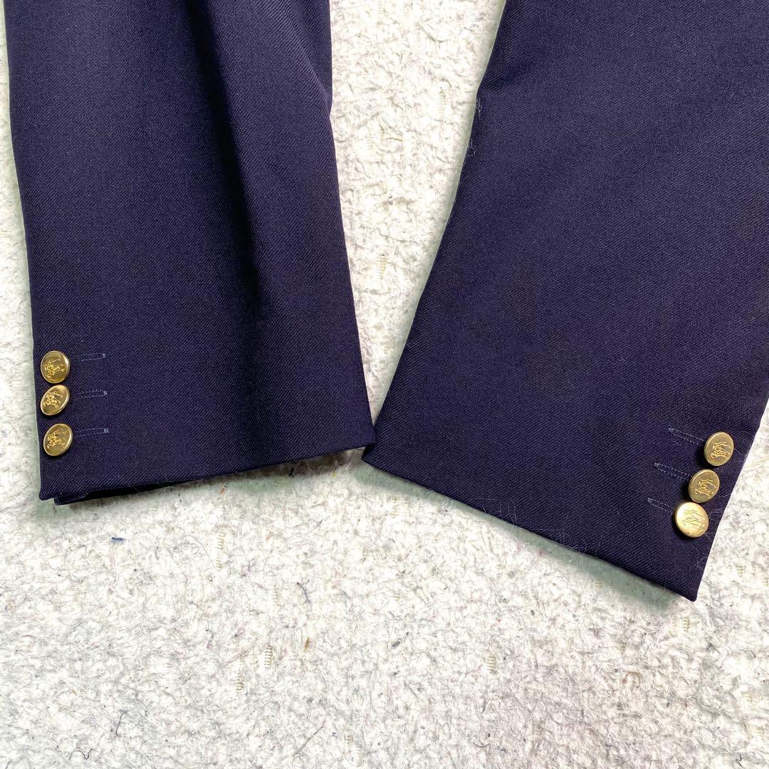 良品✨Burberry テーラード 紺ブレ ダブル 英国製 金ボタン XL