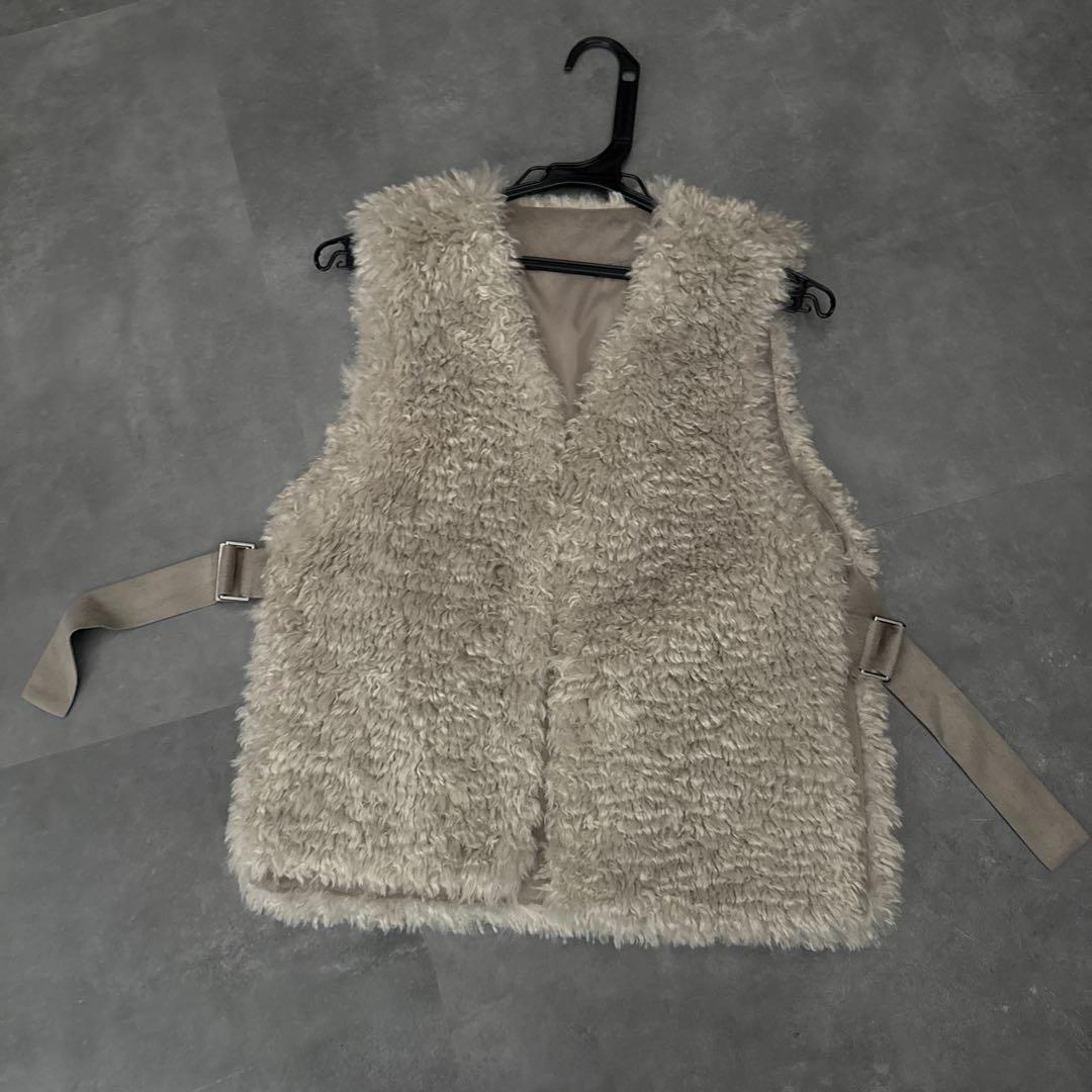 【美品】Herencia ボアベスト　gray