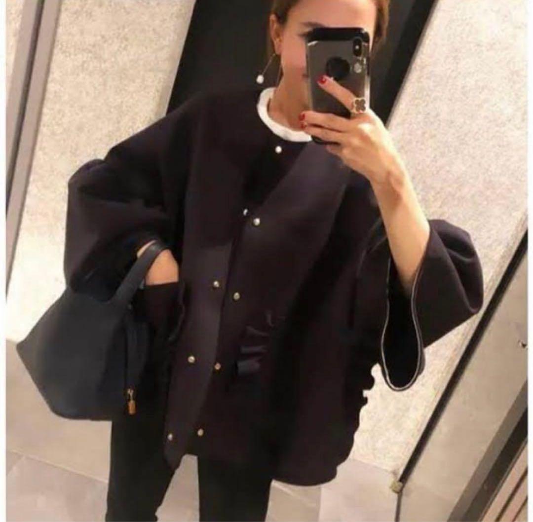 yori ポケットフリルジャケット　ネイビー