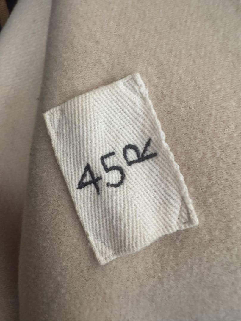 美品 45R ウール ショートコート Pコート R刺繍 ダブル ベージュ