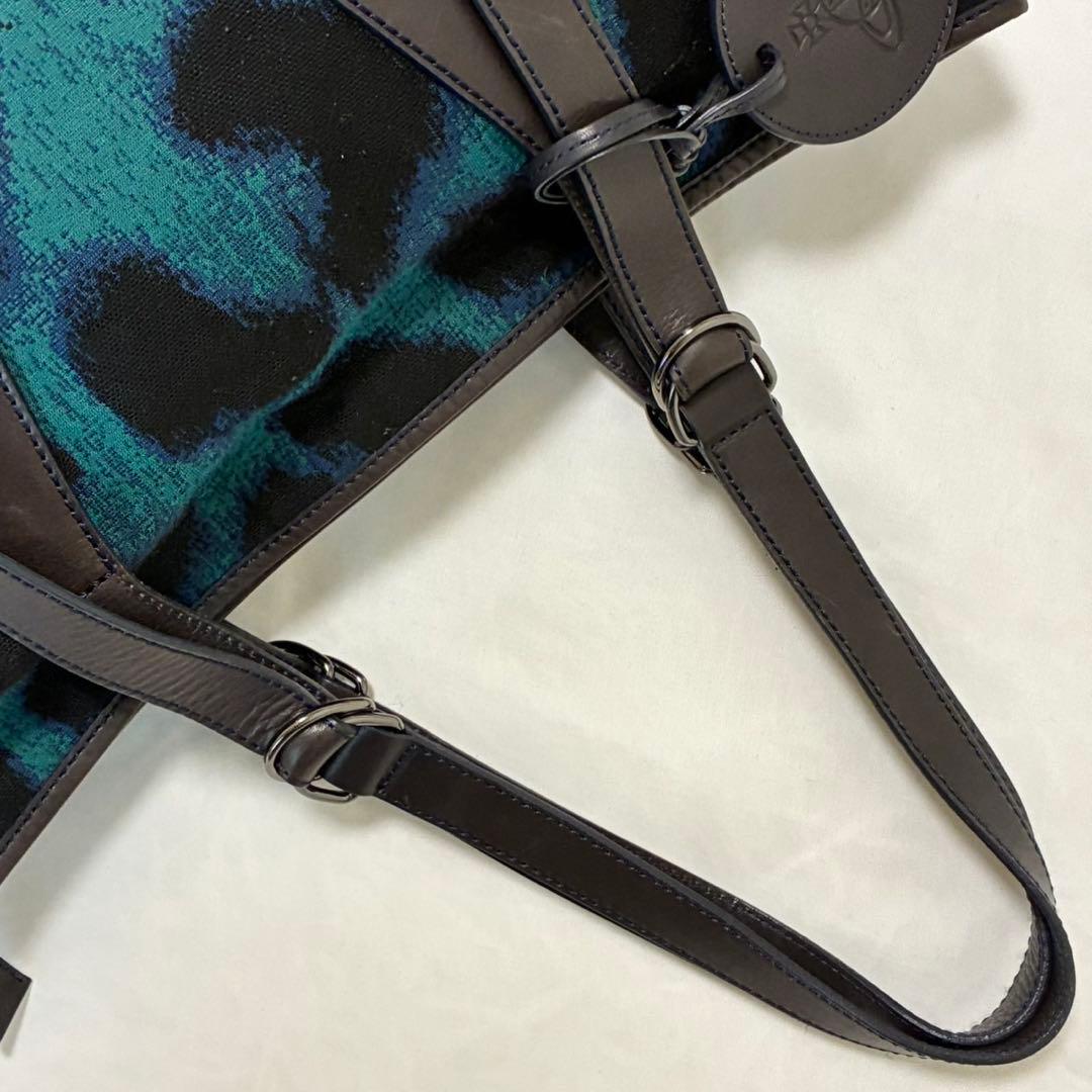 【美品】ヴィヴィアンウエストウッド トートバッグ キャンバス レザー オーブ 青