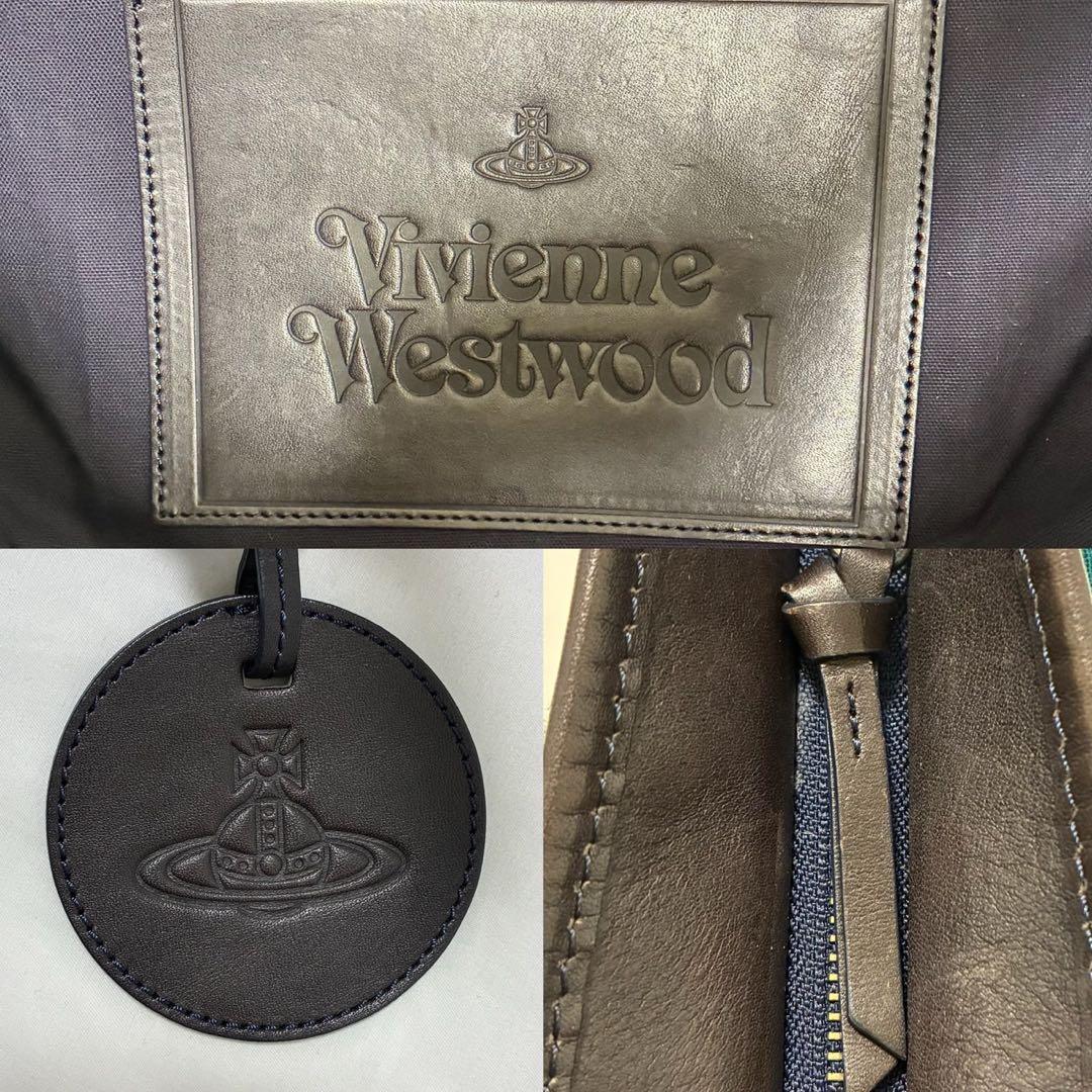 【美品】ヴィヴィアンウエストウッド トートバッグ キャンバス レザー オーブ 青
