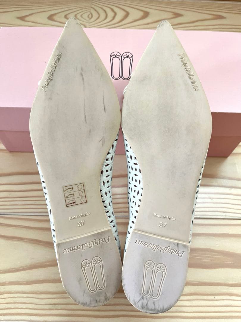 ホワイトメッシュフラットシューズ リボン付き