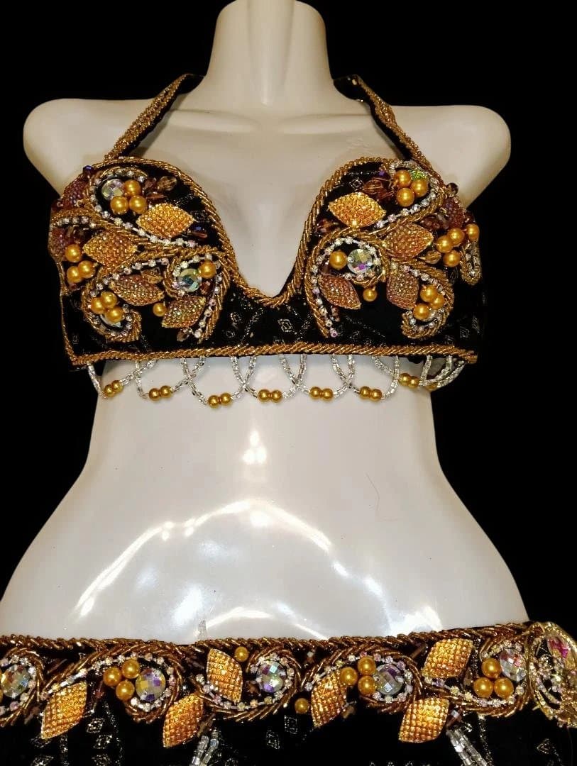 【新品Sale】エジプト製デザイナーズベリーダンス衣装Black