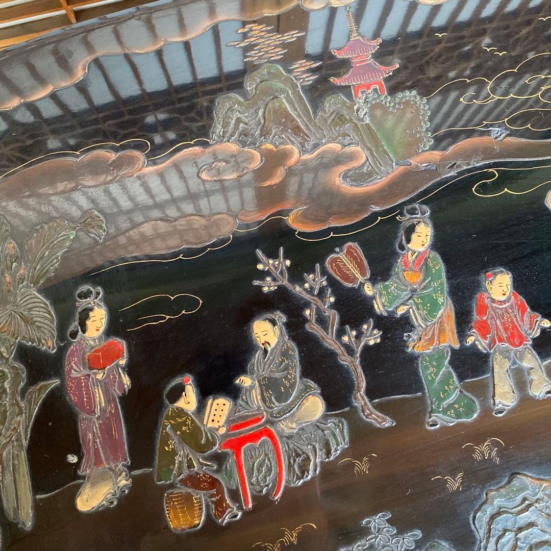 アンティーク 雑貨 日本or中国の座卓❓飾り棚❓漆塗り彫刻のような豪華な感じ。