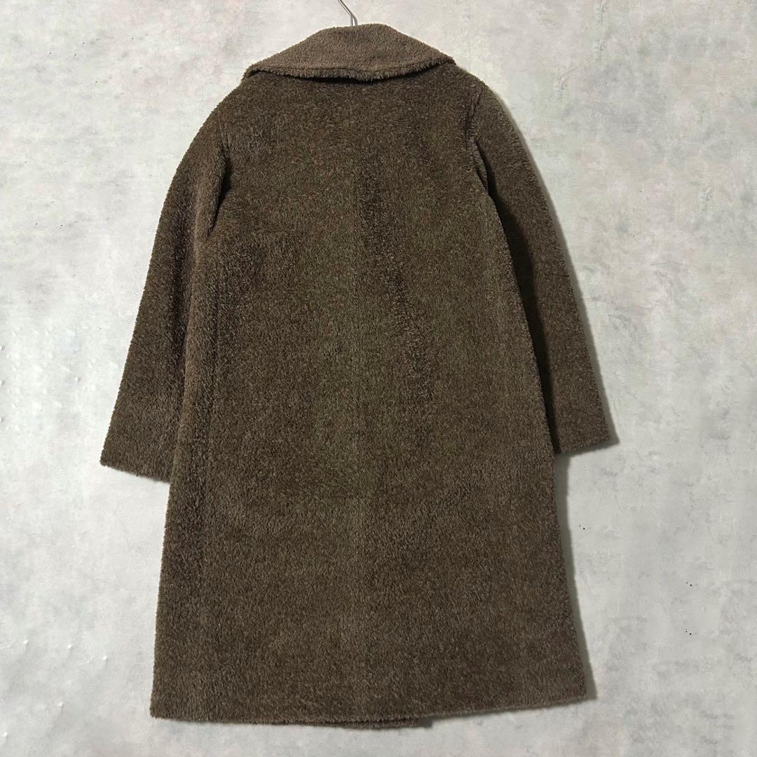 マックスマーラ 銀タグ アルパカシャギーコート ロング 裏地ロゴ ダブル
