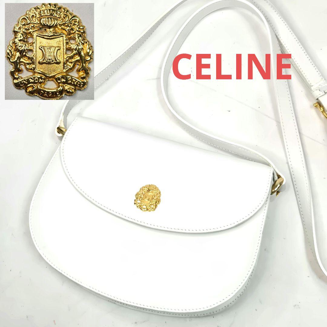 極美品 CELINE ショルダーポーチ トリオンフエンブレム 金具