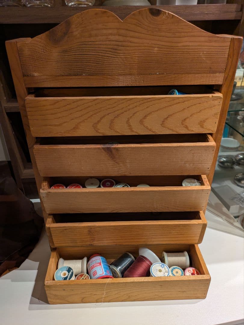 木製 収納棚 5段 ミシン糸収納棚 シェルフ ボビンケース 裁縫棚 ヴィンテージ