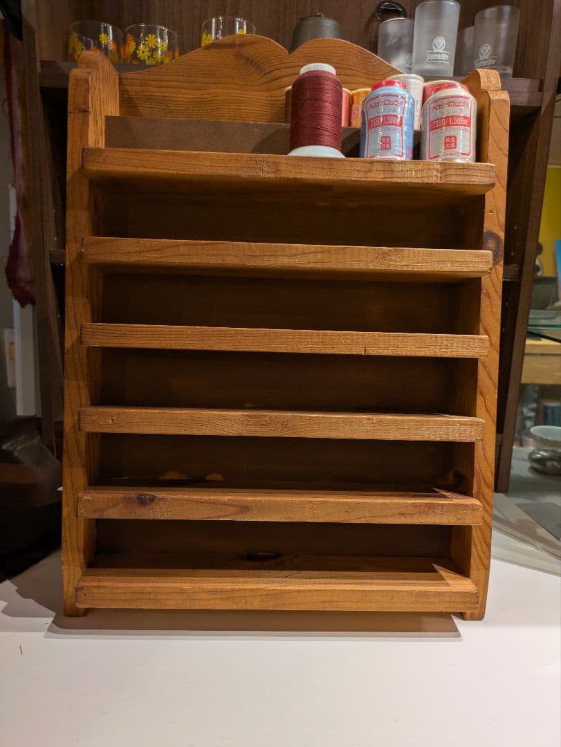 木製 収納棚 5段 ミシン糸収納棚 シェルフ ボビンケース 裁縫棚 ヴィンテージ