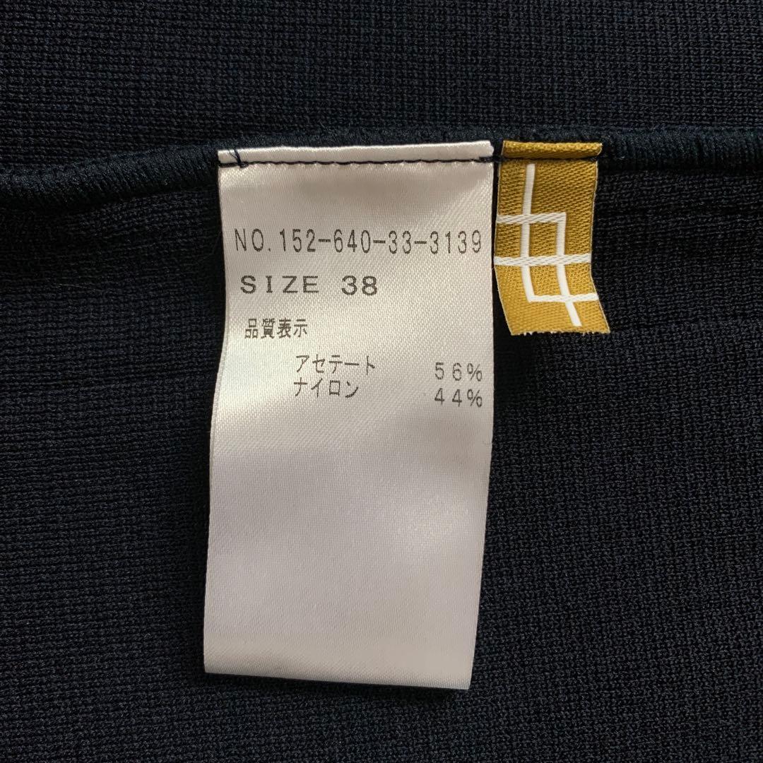 PLATINE プラティーヌ　ミラノリブニットダブルジャケット　紺　金ボタン