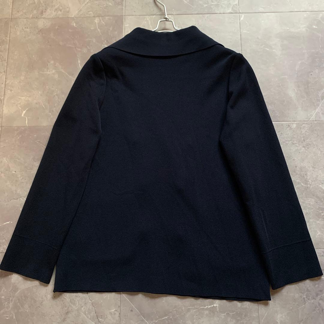 PLATINE プラティーヌ　ミラノリブニットダブルジャケット　紺　金ボタン