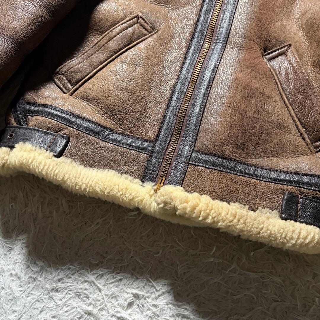 米国製■schott フライトジャケット B-3 羊革　ムートン　ブラウン　38