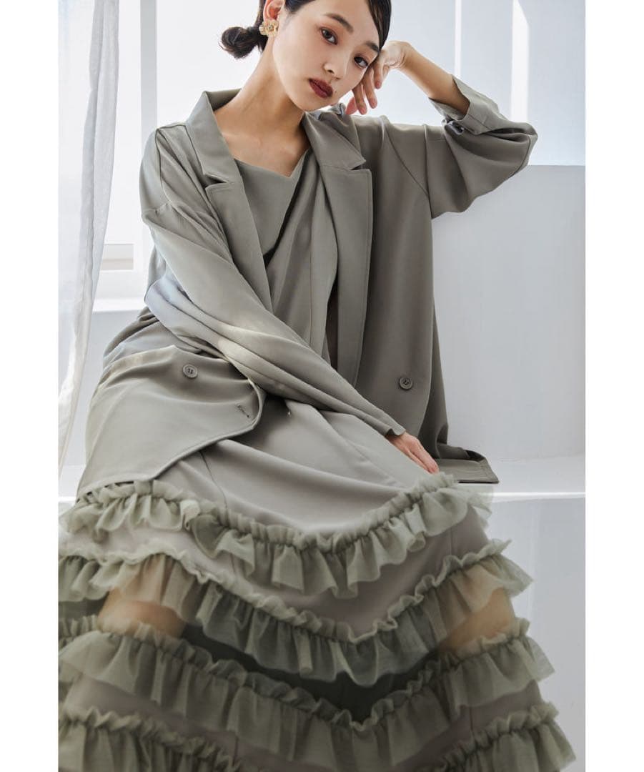 完売品 新品タグ付 et.univer トランスペアレントヘムセットアップドレス