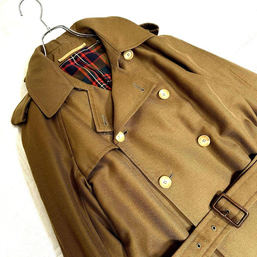 極美品 サイベーシックス トレンチコート モヘア ベルト付 裏地チェック 38