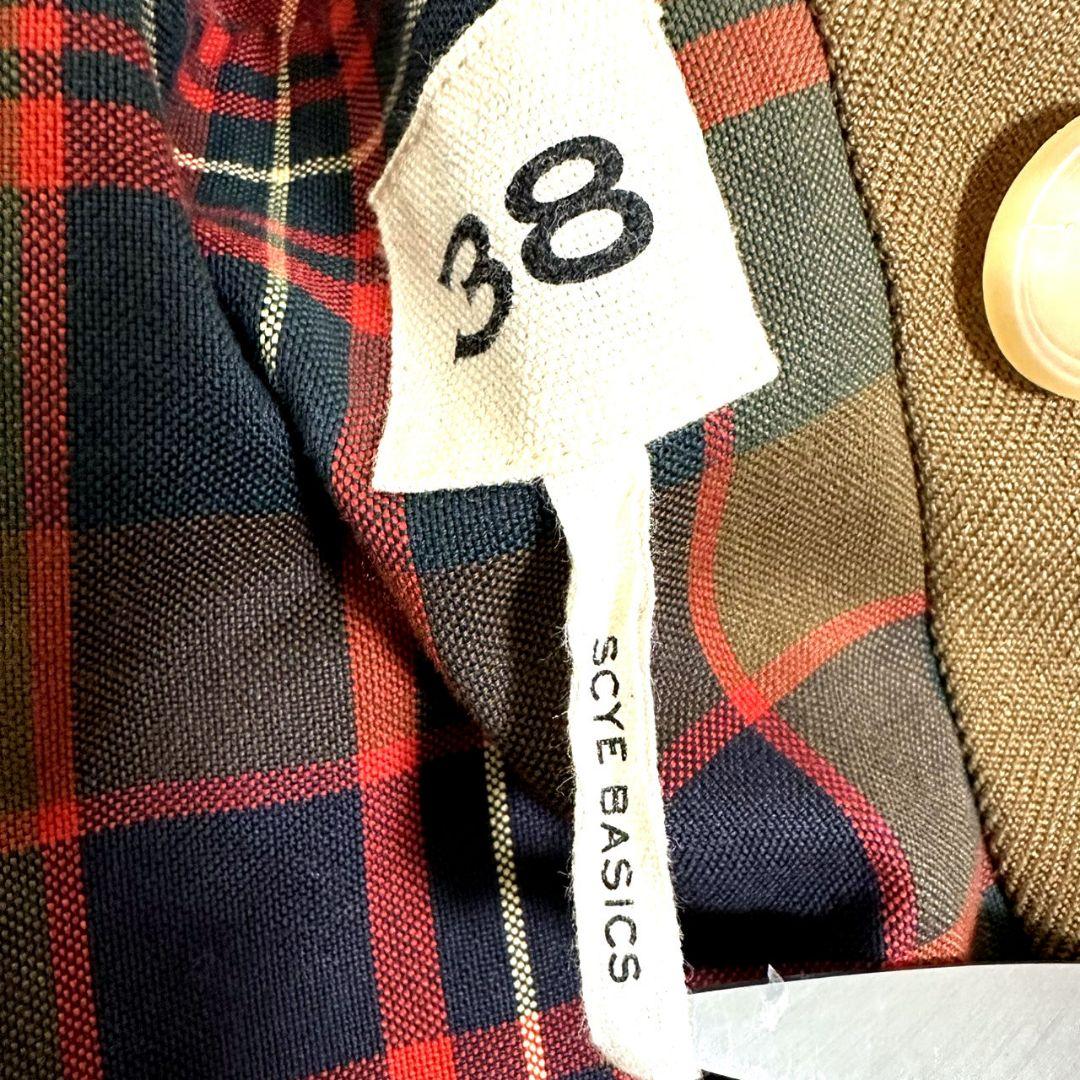 極美品 サイベーシックス トレンチコート モヘア ベルト付 裏地チェック 38