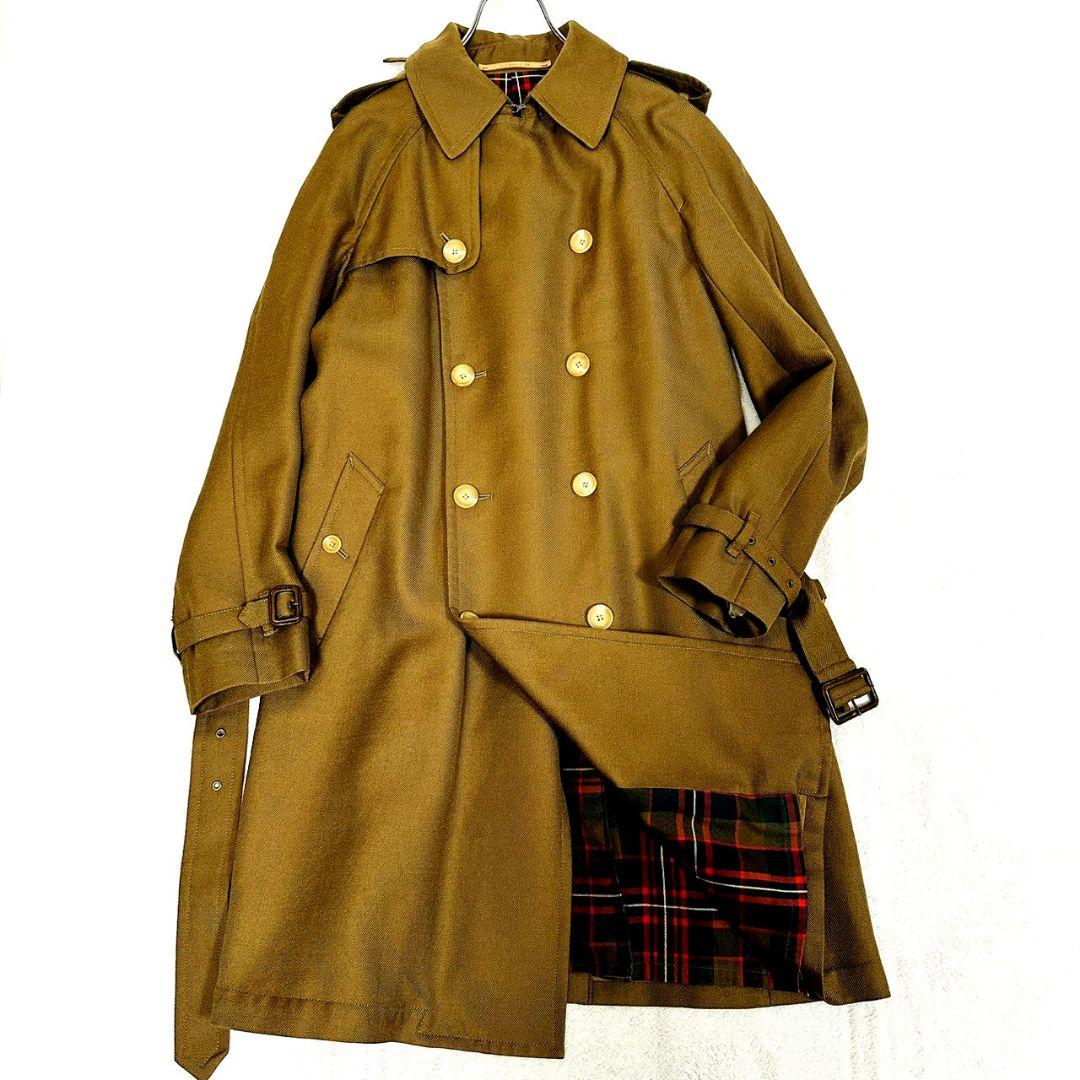 極美品 サイベーシックス トレンチコート モヘア ベルト付 裏地チェック 38