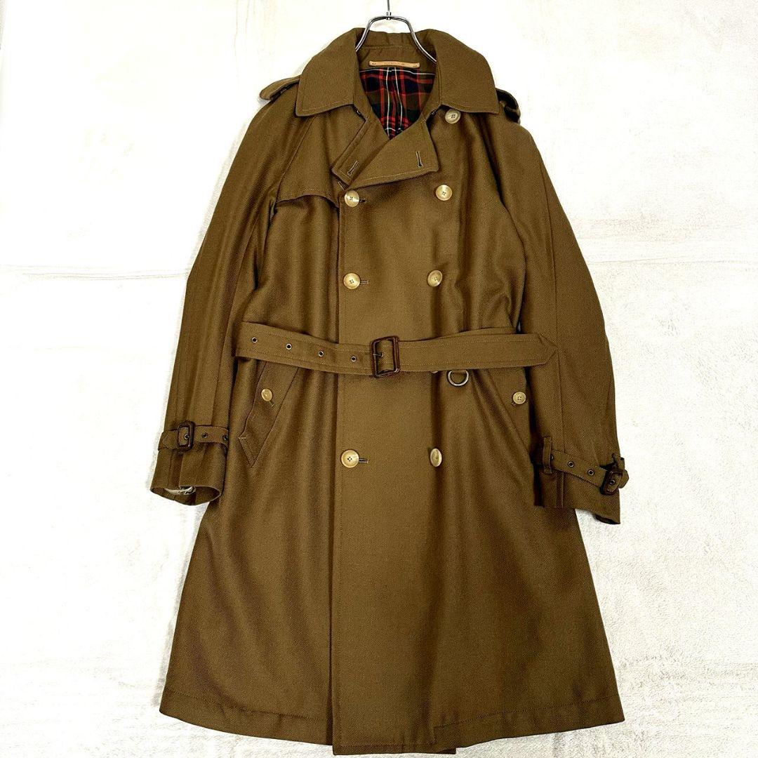 極美品 サイベーシックス トレンチコート モヘア ベルト付 裏地チェック 38