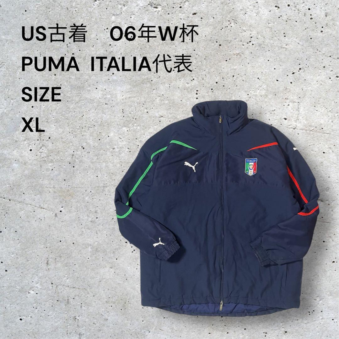 PUMA イタリア代表 06W杯後黄金期中綿フードIN刺繍ロゴジャケット XL紺