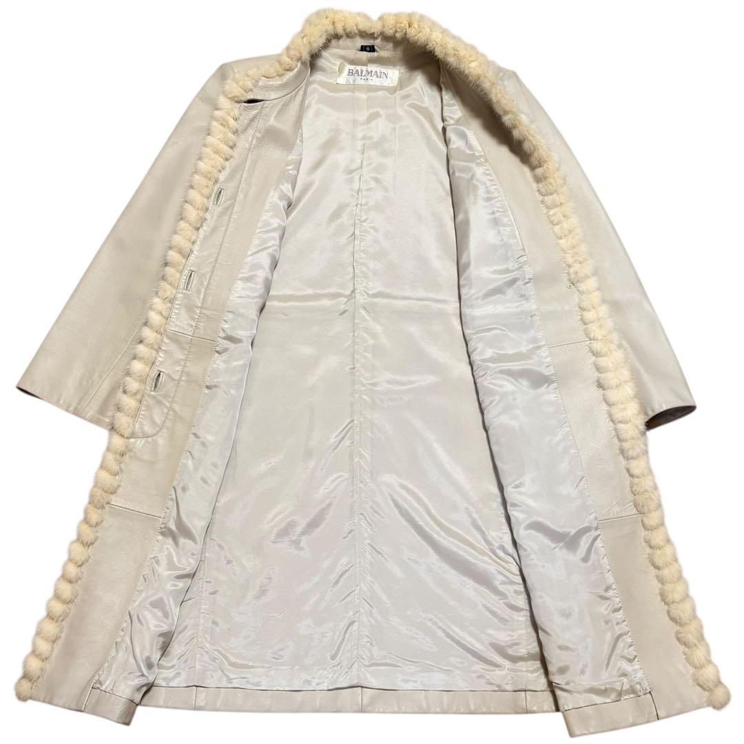合馬公式アカウント1様 BALMAIN ファー装飾 ラムレザーノーカラーコート