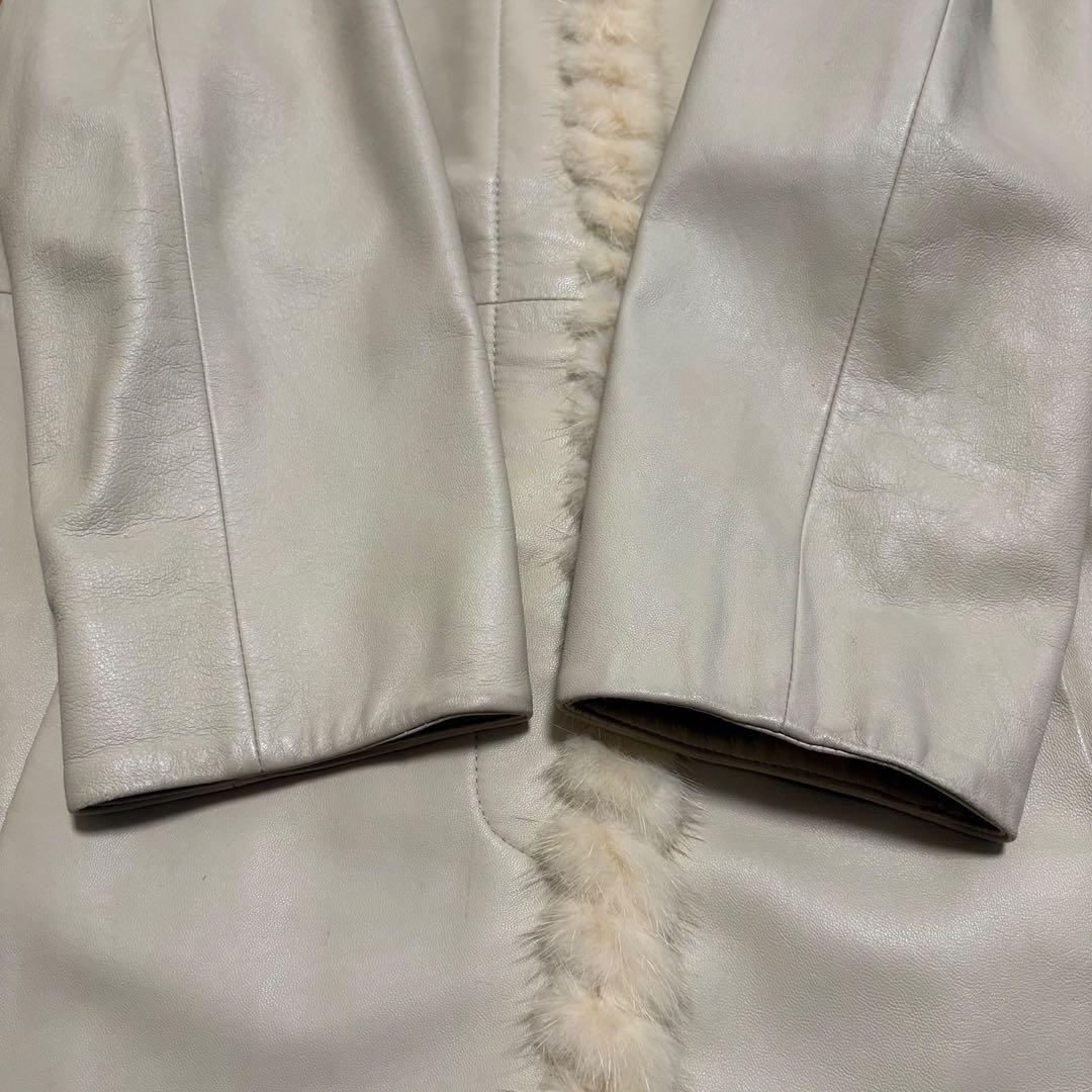 合馬公式アカウント1様 BALMAIN ファー装飾 ラムレザーノーカラーコート