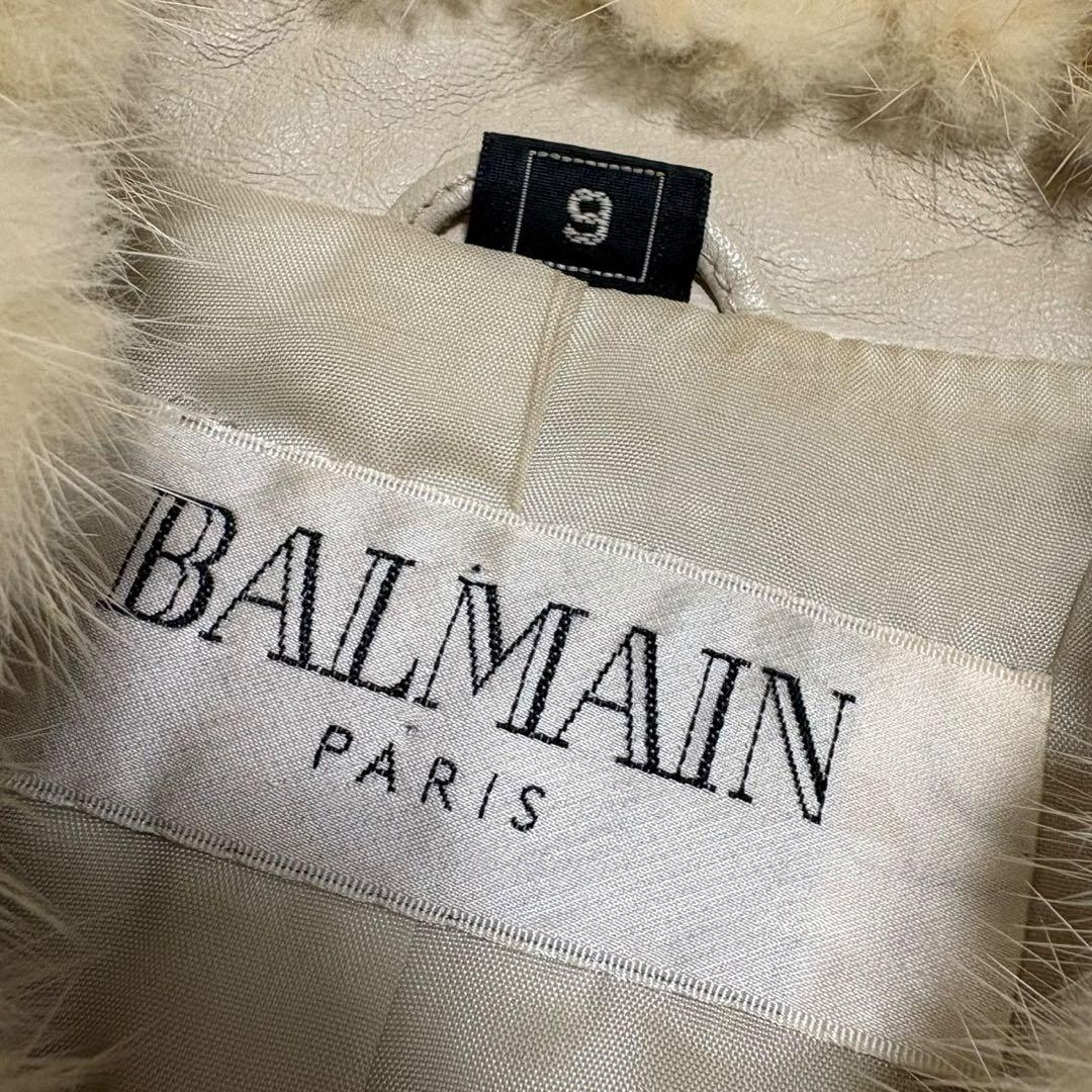 合馬公式アカウント1様 BALMAIN ファー装飾 ラムレザーノーカラーコート