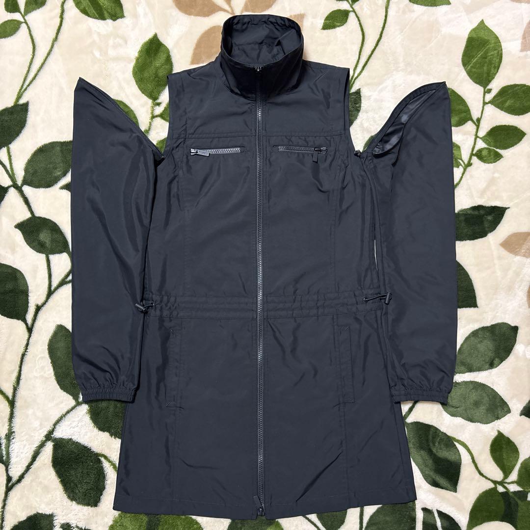 美品 バーバリーゴルフ 2WAY ナイロンジャケットコート 黒 サイズ1 S相当