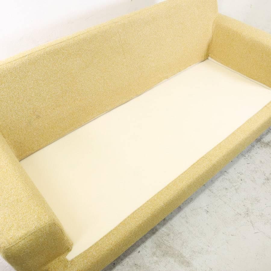 25年製 ウニコ グレイグ カバーリングトリプルソファ イエロー 中綿フェザー