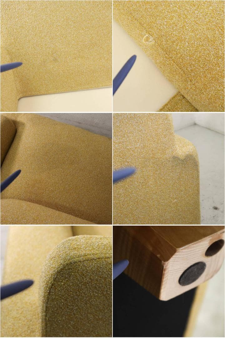 25年製 ウニコ グレイグ カバーリングトリプルソファ イエロー 中綿フェザー