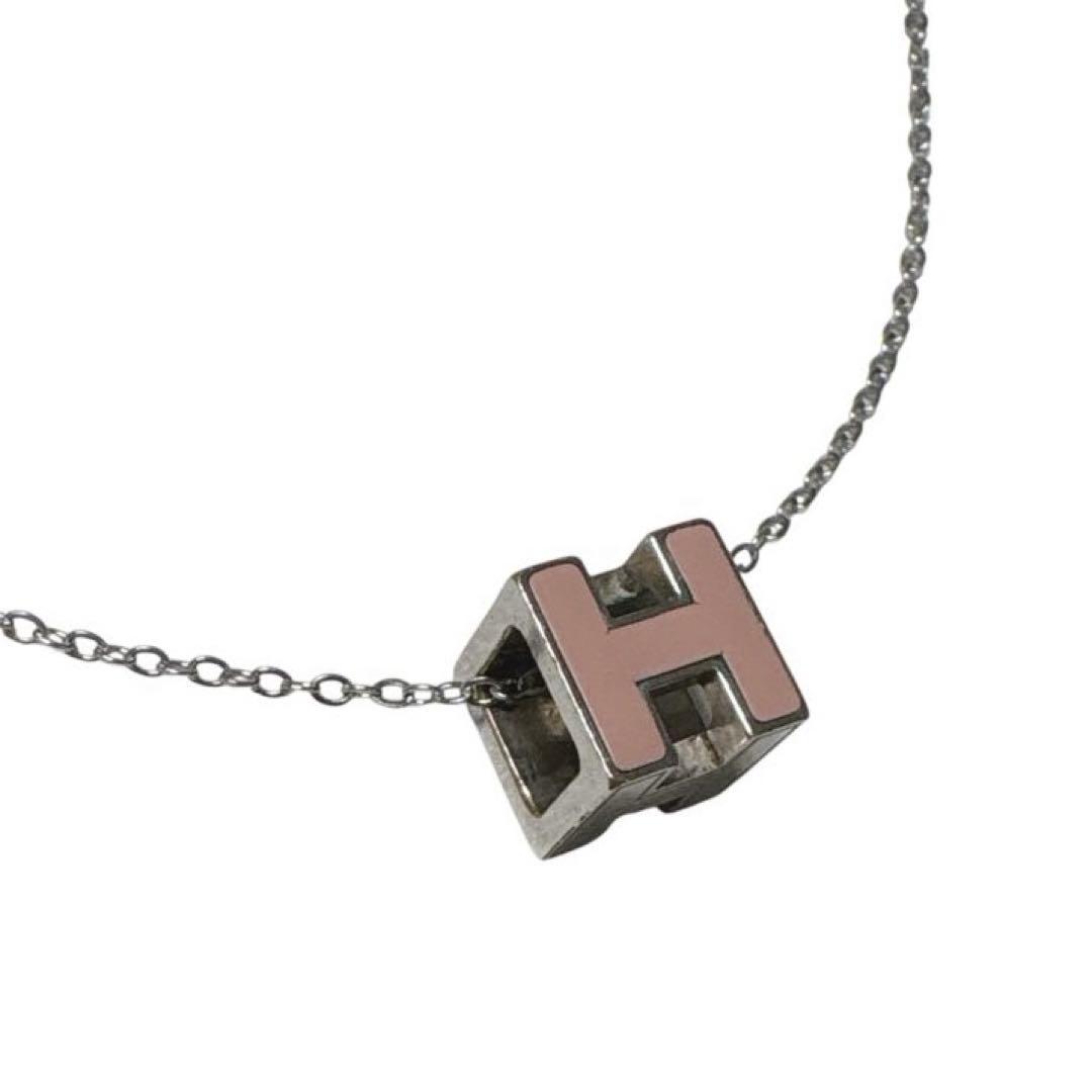 ［正規品］HERMÈS エルメス　ネックレス　Hキューブ　ピンク