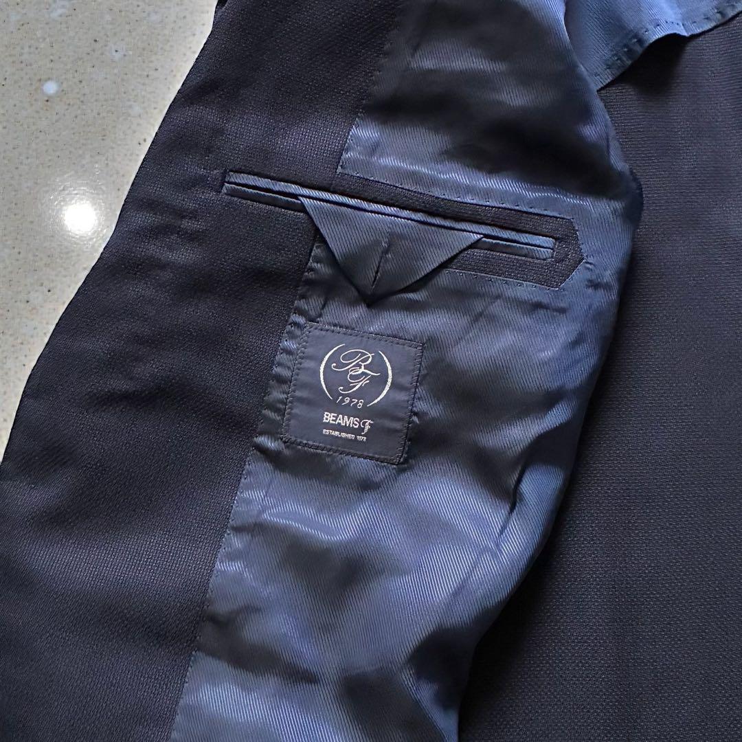 極美品 BEAMSF テーラードジャケット ウールホップサック ネイビー 52
