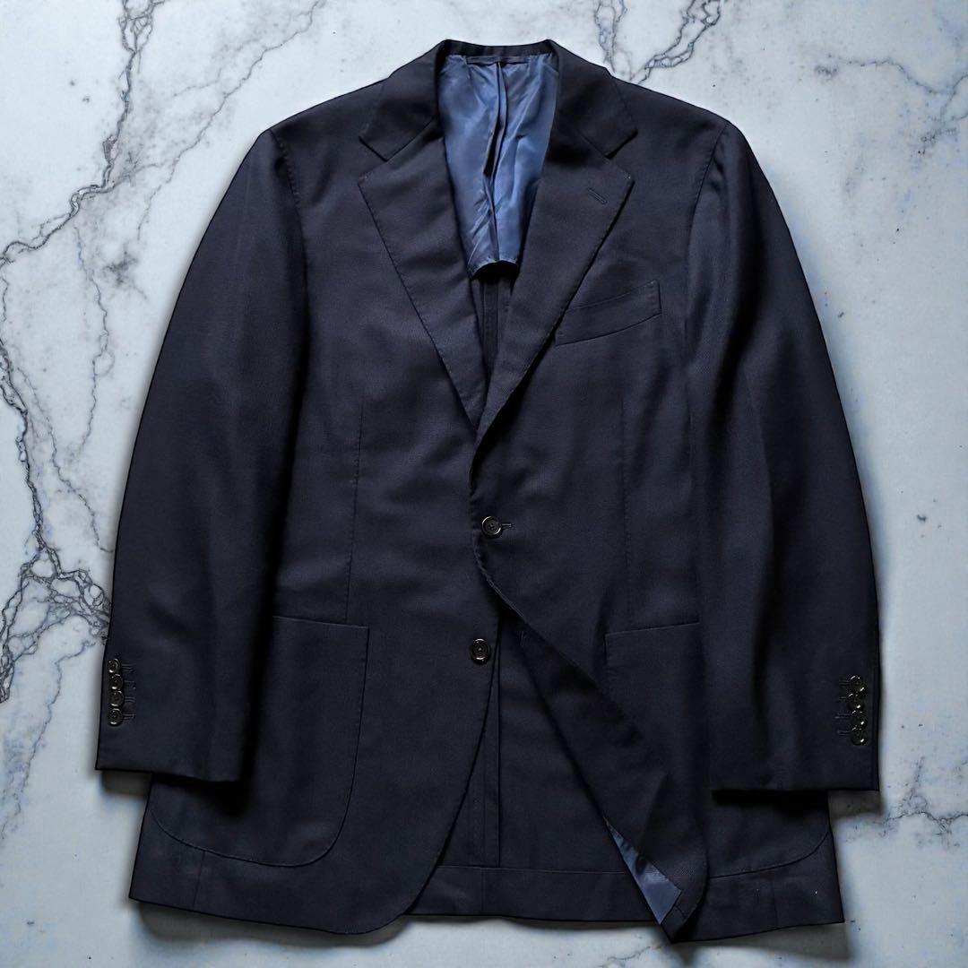 極美品 BEAMSF テーラードジャケット ウールホップサック ネイビー 52