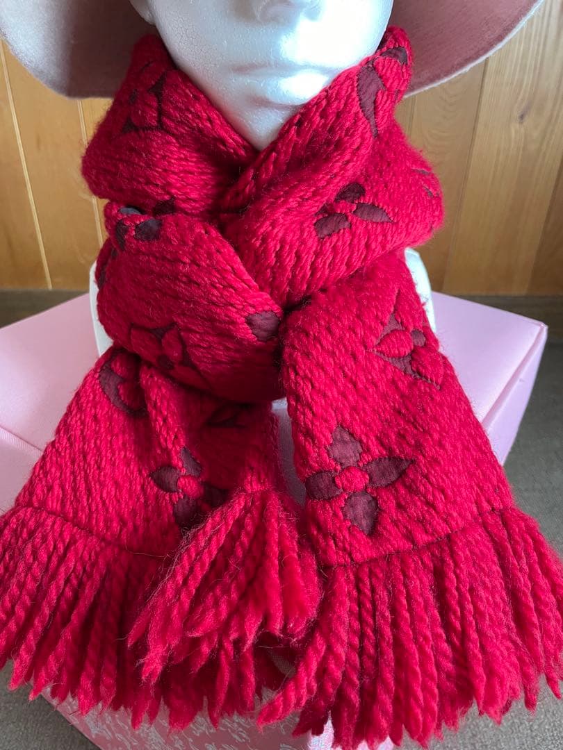 マフラー Louis Vuitton ロゴマニア ルビー