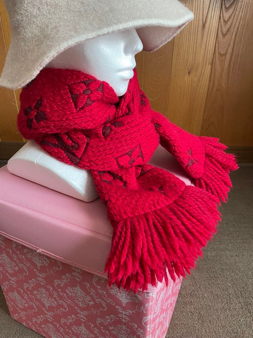 マフラー Louis Vuitton ロゴマニア ルビー