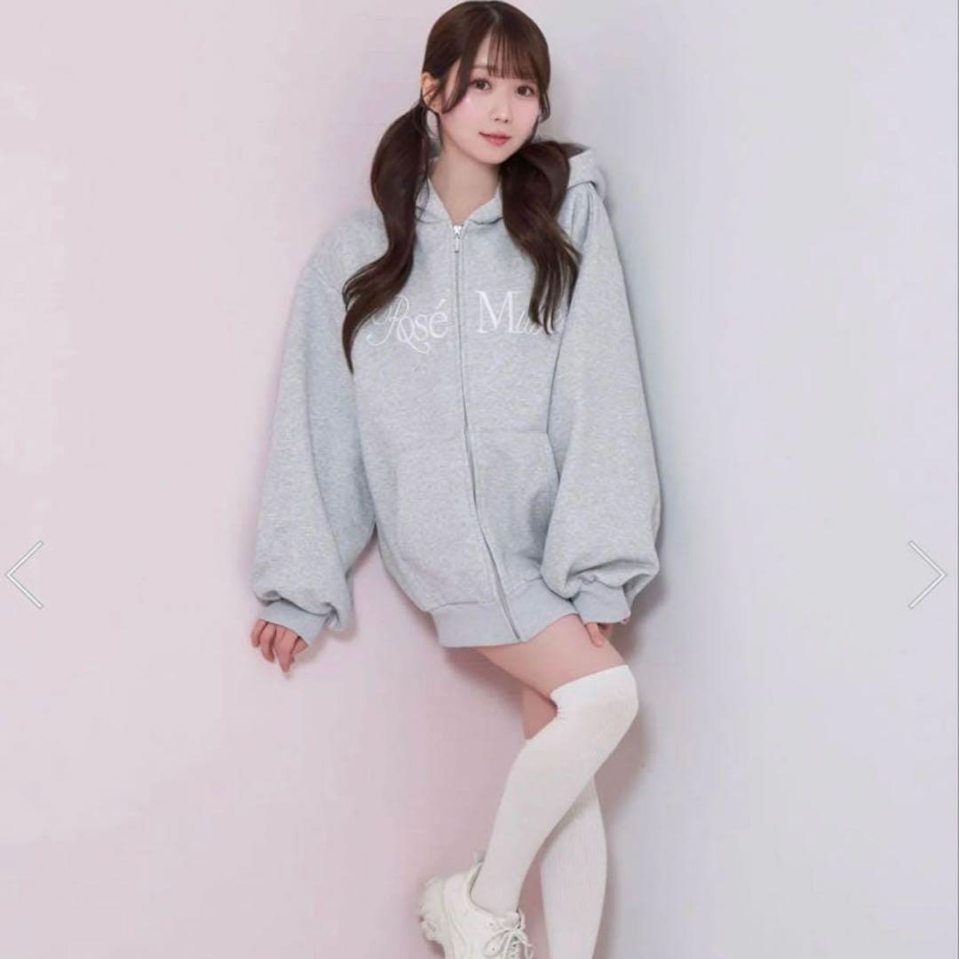 Rosé Muse ロゼミューズ 3d logo zip hoodie グレー