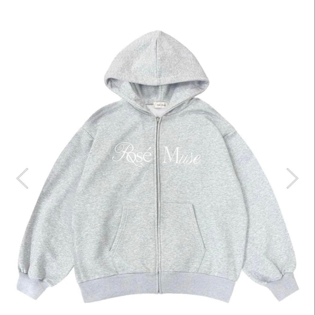 Rosé Muse ロゼミューズ 3d logo zip hoodie グレー