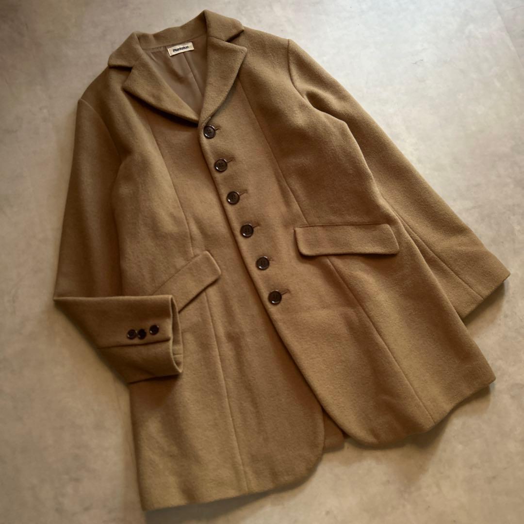 plantation ウール　アンゴラ　ロングコート　キャメル