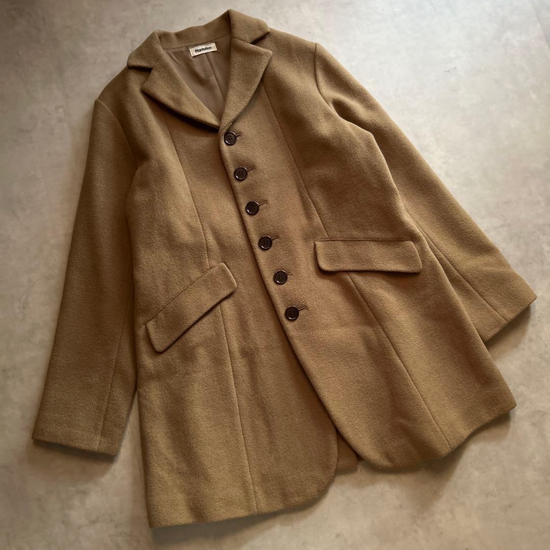 plantation ウール　アンゴラ　ロングコート　キャメル