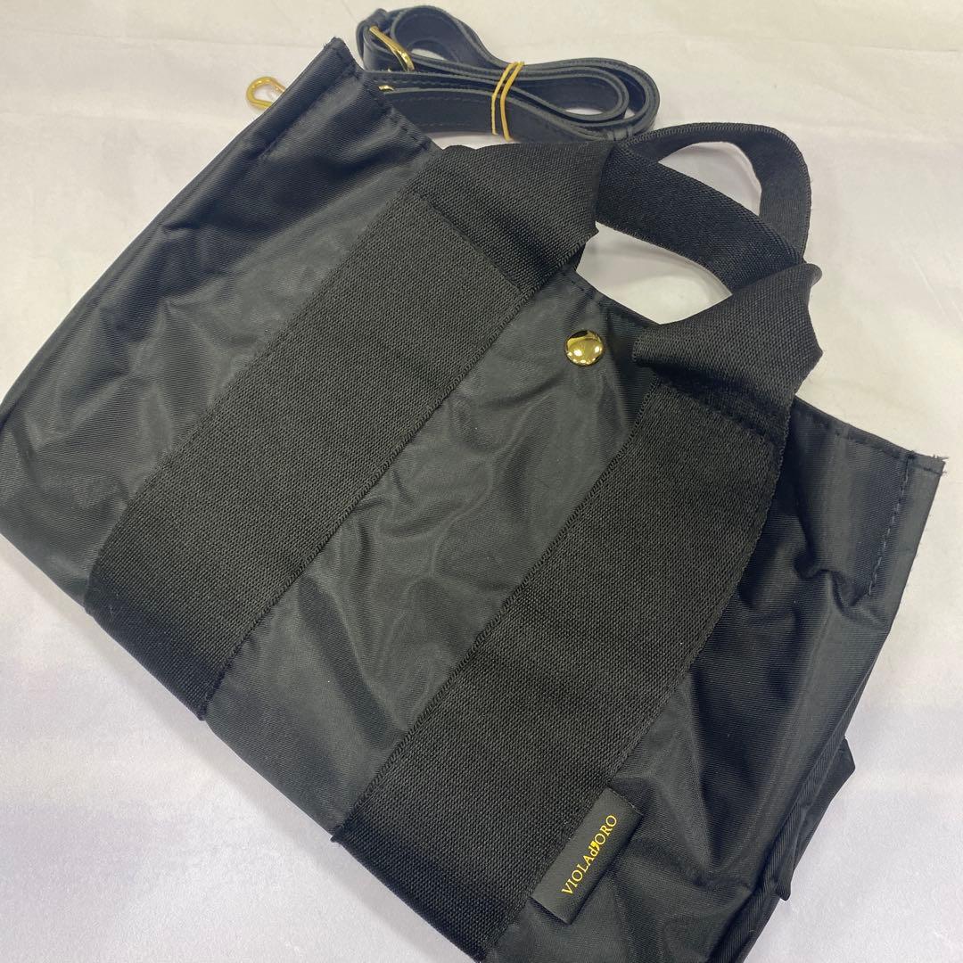 VIOLA DORO ナイロンミニトートショルダー　ブラック