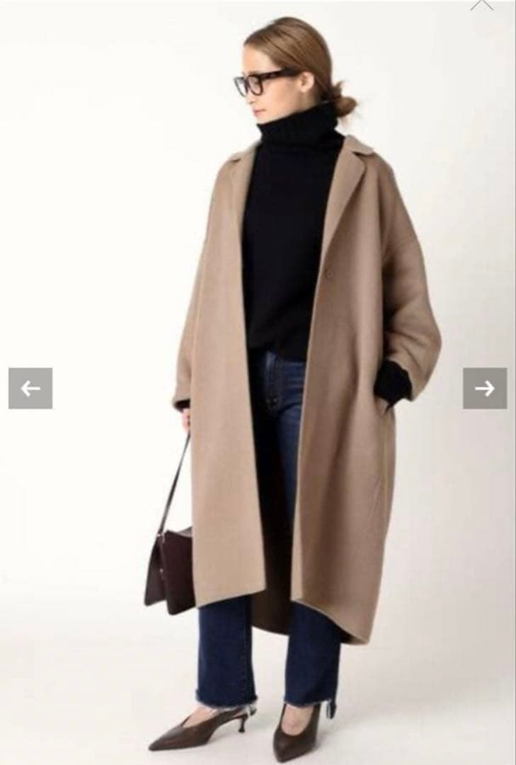 【美品】Deuxieme Classe ウールアンゴラリバーコート　ベージュ