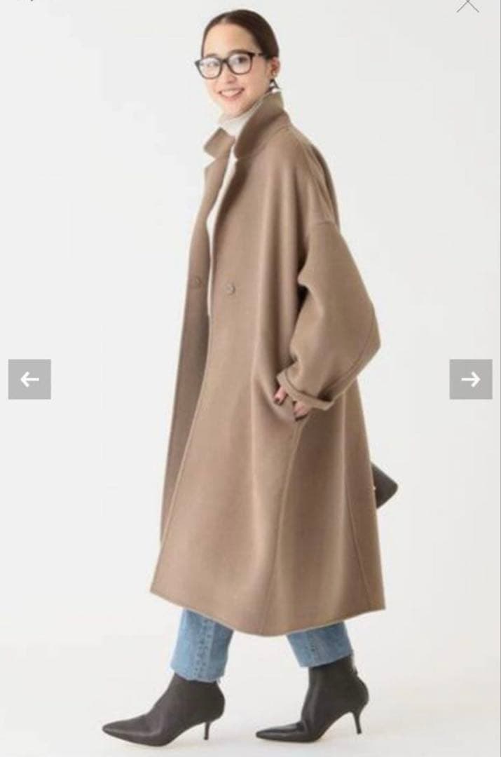 【美品】Deuxieme Classe ウールアンゴラリバーコート　ベージュ