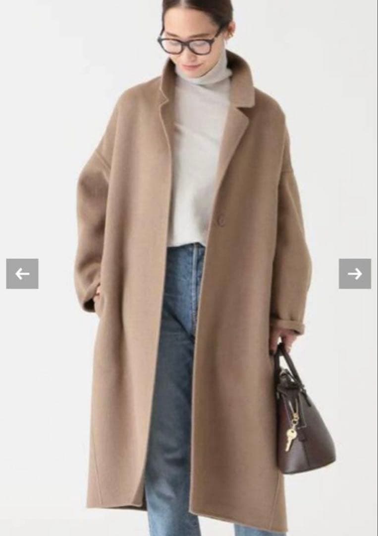 【美品】Deuxieme Classe ウールアンゴラリバーコート　ベージュ